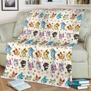 Cute Eeveelutions Pattern Anime Fleece Blanket