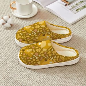 Cute Psyduck Pattern Fleece Slippers – Cozy Anime Home Shoes