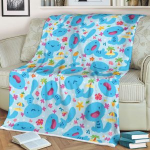 Cute Wooper Summer Pattern Anime Fleece Blanket