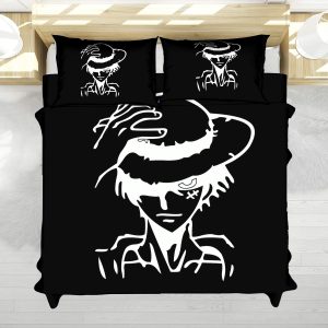 Monkey D. Luffy Minimal Black White Anime Bedding Set