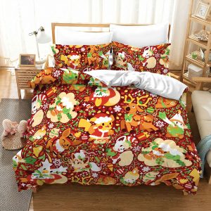 Pokemon Christmas All-Over Pattern Bed Set – Pokemon Holiday Anime Bedding