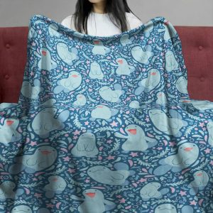 Pokémon Quagsire Character Pattern Deep Blue Fleece Blanket