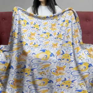 Pokemon Raichu Inspired Pattern Soft Yellow Fleece Blanket