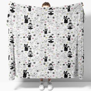 Studio Ghibli Cute Character Pattern Fleece Blanket