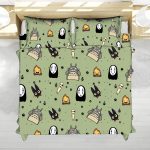 Studio Ghibli Cute Characters Green Anime Bedding Set
