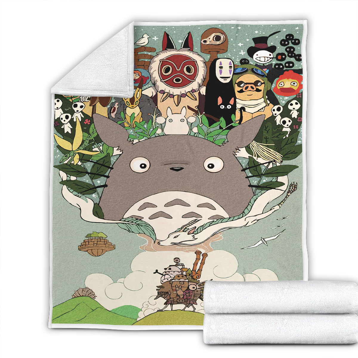 Studio Ghibli Totoro and Friends Cozy Fleece Blanket 2