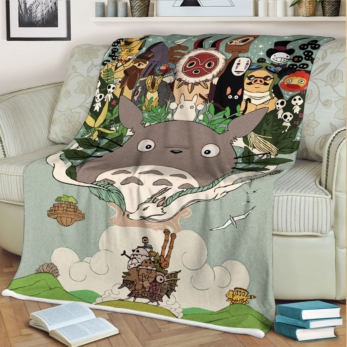 Studio Ghibli Totoro and Friends Cozy Fleece Blanket 7 Studio Ghibli Totoro and Friends Cozy Fleece Blanket 3