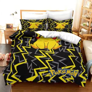 Pikachu Lightning Pattern Pokemon Anime Bedding Set