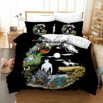 Studio Ghibli Circle Movie Characters Black Anime Bed Set