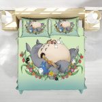 Studio Ghibli Sleeping Totoro Floral Garden Bedding Set
