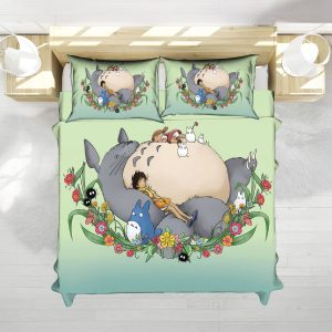 Studio Ghibli Sleeping Totoro Floral Garden Bedding Set