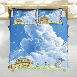 Totoro Family Under the Clouds Bed Set