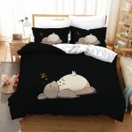 Totoro Sleeping Minimal Line Art Bed Set