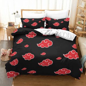 Akatsuki Cloud Pattern Minimalist Anime Bedding Set