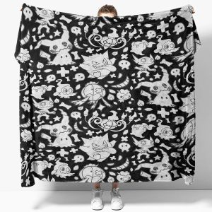 Black Ghost Pokemon Pattern Fleece Blanket