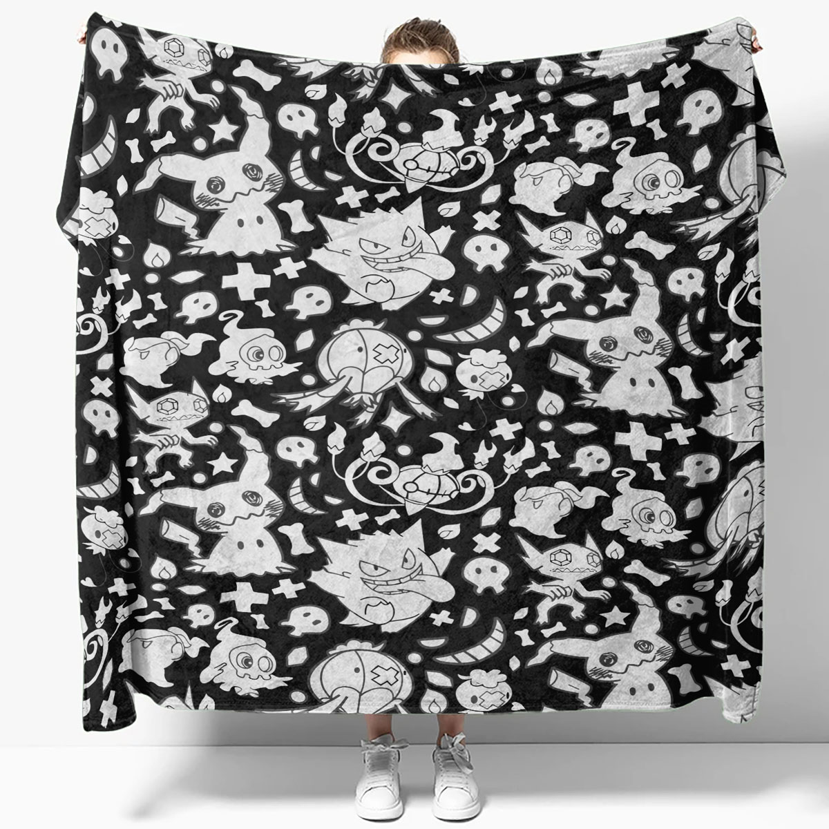 Black Ghost Pokemon Pattern Fleece Blanket 2