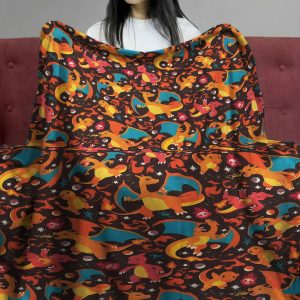 Charizard Charmander Fire Pokémon Pattern Fleece Blanket