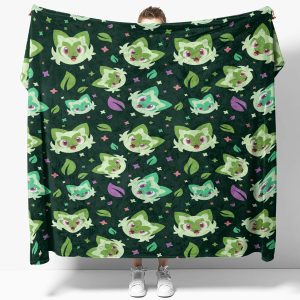Cute Sprigatito Pattern Pokemon Anime Blanket