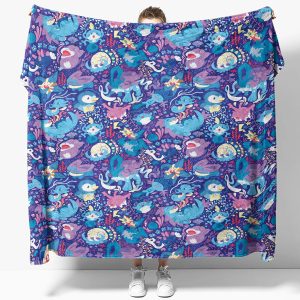 Cute Water Pokemon Ocean Pattern Fleece Blanket