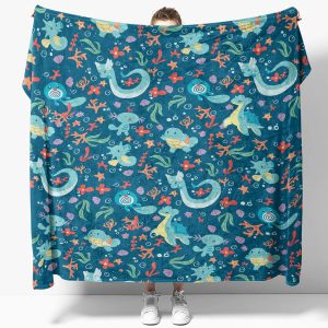 Ocean Water Pokemon Pattern Fleece Blanket
