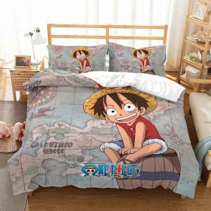 One Piece Luffy Pirate Map Adventure Anime Bedding Set