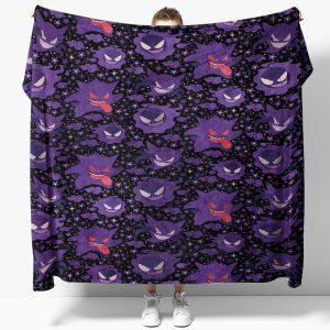 Pokemon Gengar Shadow Pattern Fleece Blanket