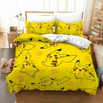 Pokemon Pikachu Yellow Bedding Set Cute Anime Pattern