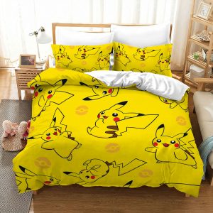 Pokemon Pikachu Yellow Bedding Set Cute Anime Pattern