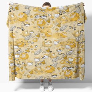 Psyduck Summer Pattern Pokemon Fleece Blanket