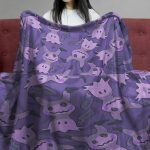 Purple Mimikyu Ghost Pattern Pokemon Fleece Blanket