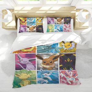 Pokemon Eevee Evolutions Color Grid Anime Bedding Set