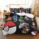 Pokémon Neon Battle Icons Black Anime Bedding Set