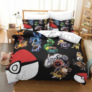 Pokémon Neon Battle Icons Black Anime Bedding Set
