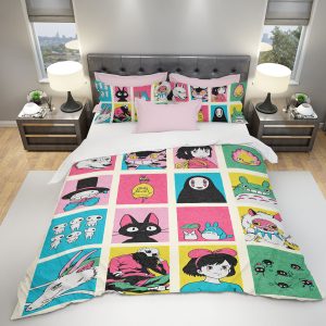 Studio Ghibli Characters Color Block Anime Bedding Set
