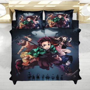 Demon Slayer Tanjiro Nezuko Dark Moon Battle Anime Bed Set