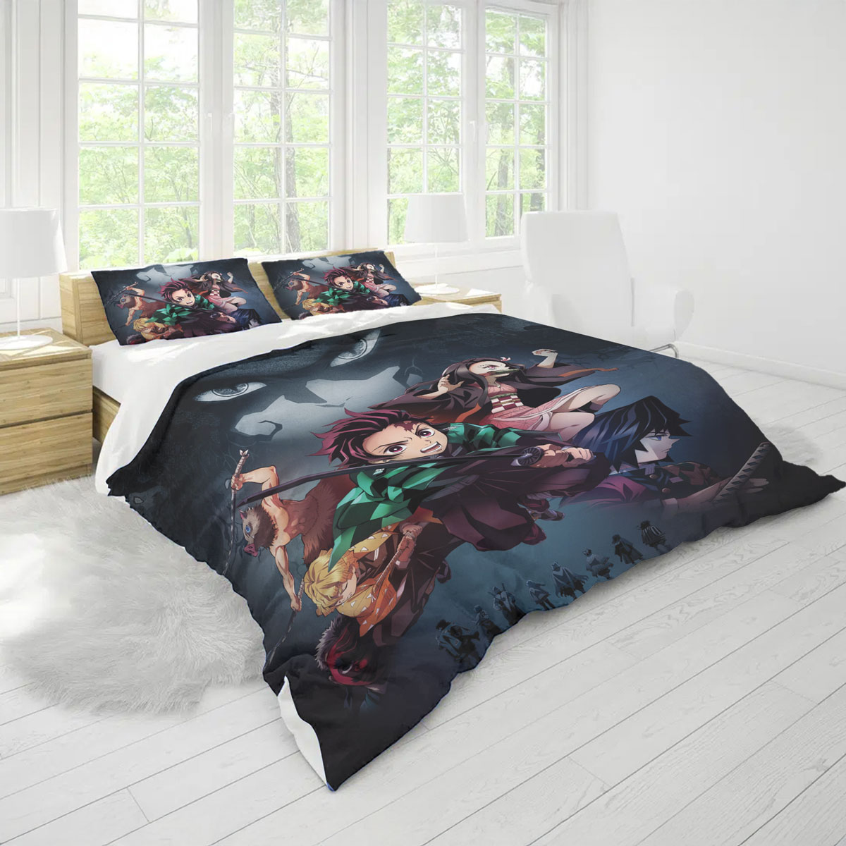 Demon Slayer Tanjiro Nezuko Dark Moon Battle Anime Bed Set 9 Demon Slayer Tanjiro Nezuko Dark Moon Battle Anime Bed Set 4