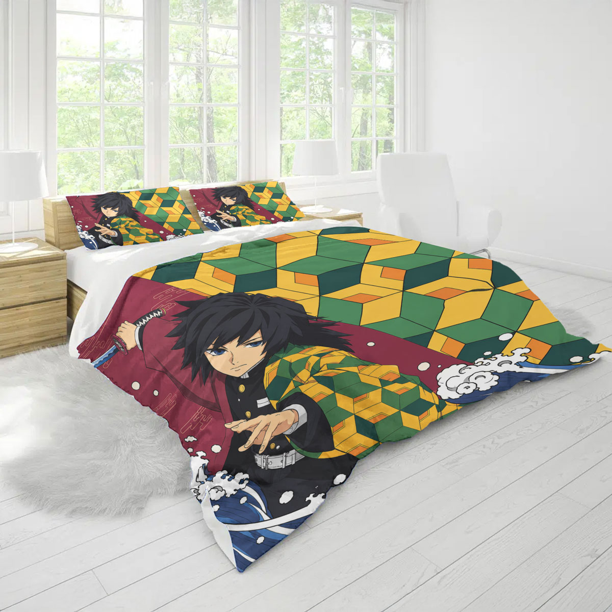 Giyu Tomioka Geometric Pattern Demon Slayer Bedding Set 9 Giyu Tomioka Geometric Pattern Demon Slayer Bedding Set 4