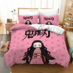 Nezuko Kamado Pink Asanoha Demon Slayer Bedding Set