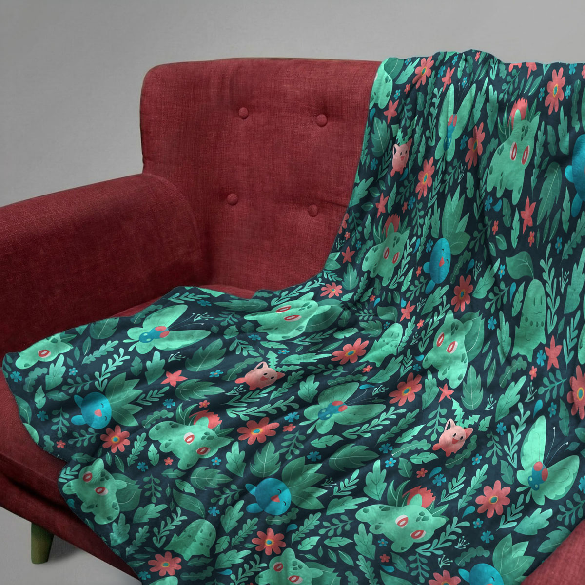 Pokemon Bulbasaur Floral Pattern Cozy Blanket 9 Pokemon Bulbasaur Floral Pattern Cozy Blanket 1