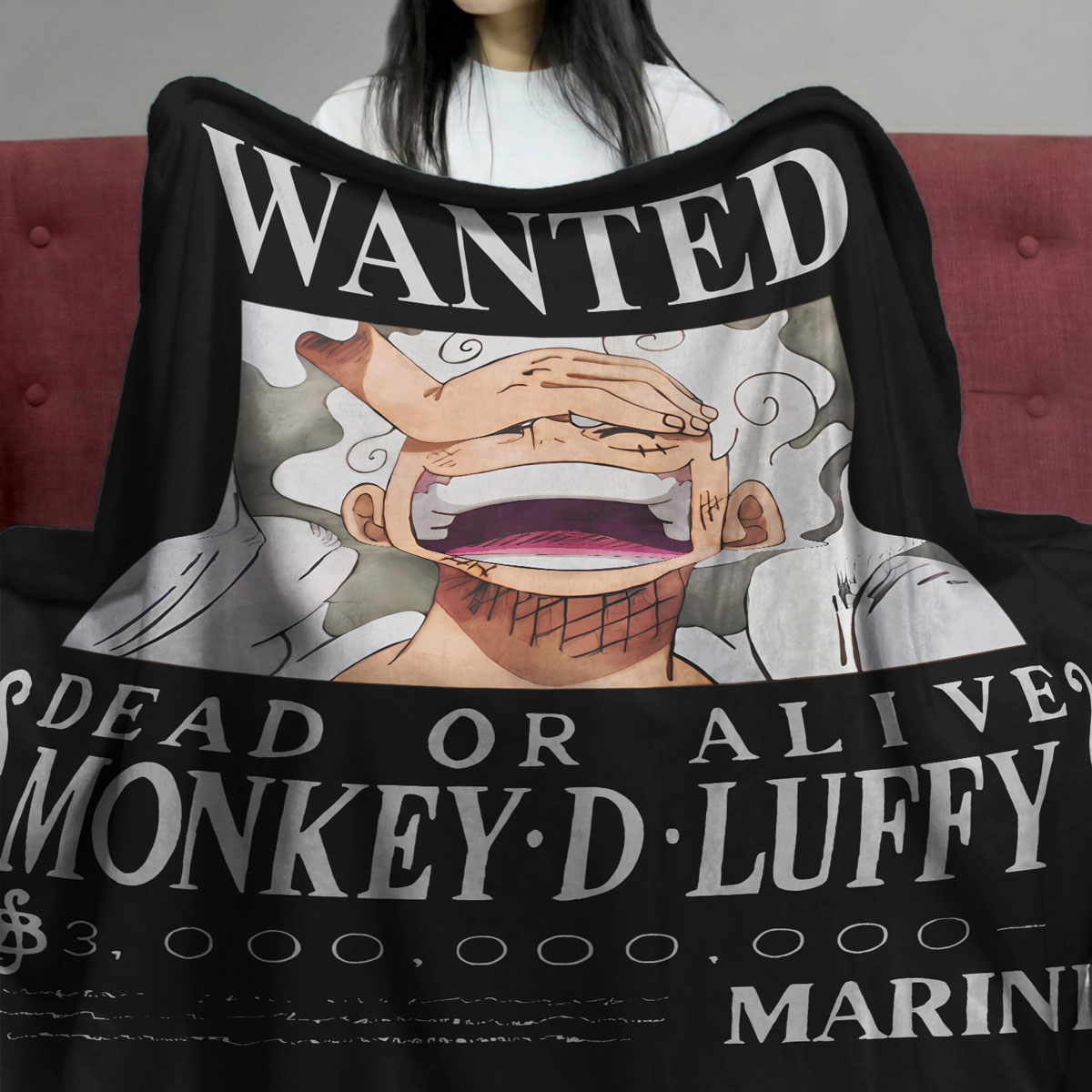 Gear 5 Luffy Wanted Poster One Piece Fleece Blanket 5 Gear 5 Luffy Wanted Poster One Piece Fleece Blanket - Image 5