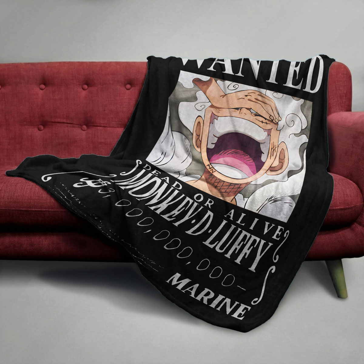 Gear 5 Luffy Wanted Poster One Piece Fleece Blanket 8 Gear 5 Luffy Wanted Poster One Piece Fleece Blanket 2
