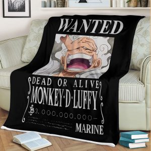 Gear 5 Luffy Wanted Poster One Piece Fleece Blanket