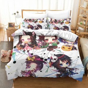 Halloween Chibi Demon Slayer Characters Bedding Set