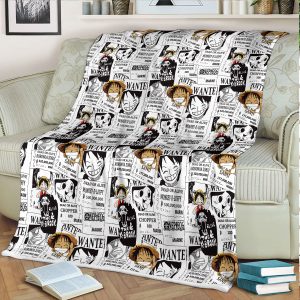 One Piece Wanted Poster Collage Fleece Blanket