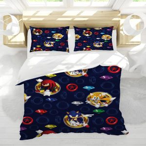 Sonic Tails and Knuckles Pattern Twin Full Queen Bed Set