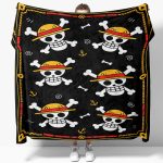 Straw Hat Jolly Roger Pattern One Piece Fleece Blanket