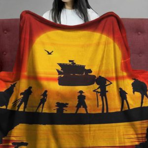 Straw Hat Pirates Sunset Voyage One Piece Fleece Blanket