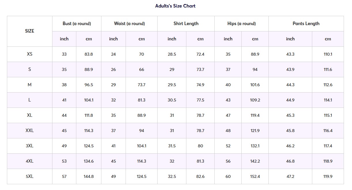 size chart