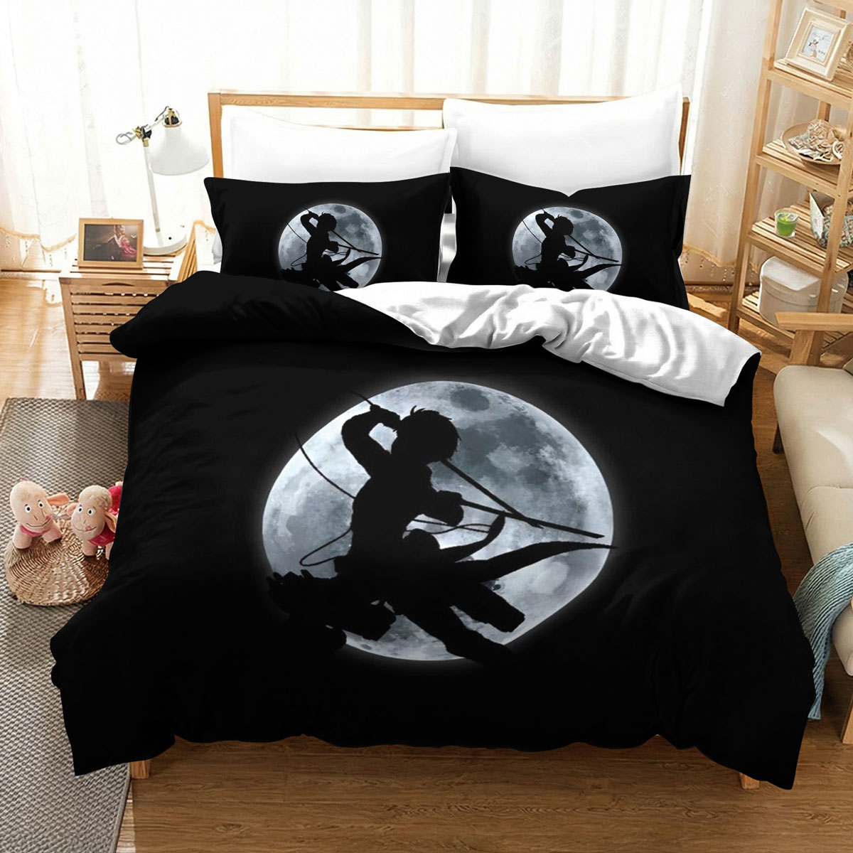 Attack on Titan Levi Ackerman Moon Silhouette Bedding Set 7 Attack on Titan Scout Regiment Moon Silhouette Bedding Set 1